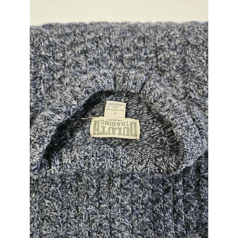 Dulth Trading Co. Sweater 100% Shetland Wool Men's Size Large Pullover Gray/Blue